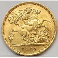 AUSTRALIA 1908 . HALF 1/2 SOVEREIGN . SYDNEY . GOLD
